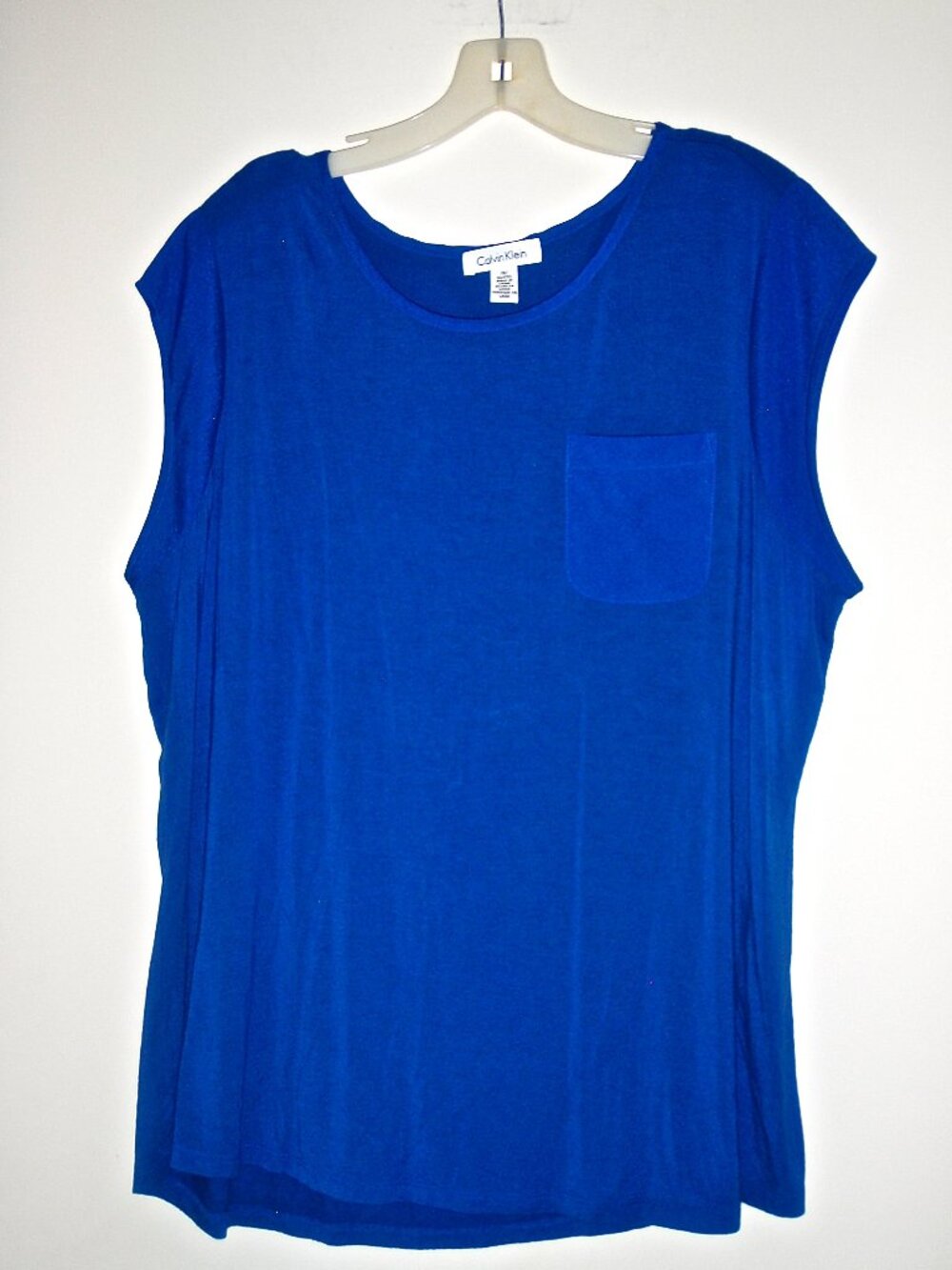 CALVIN KLEIN WOMEN'S ROYAL BLUE CAP SLEEVED STRETCH TOP SIZE 1X